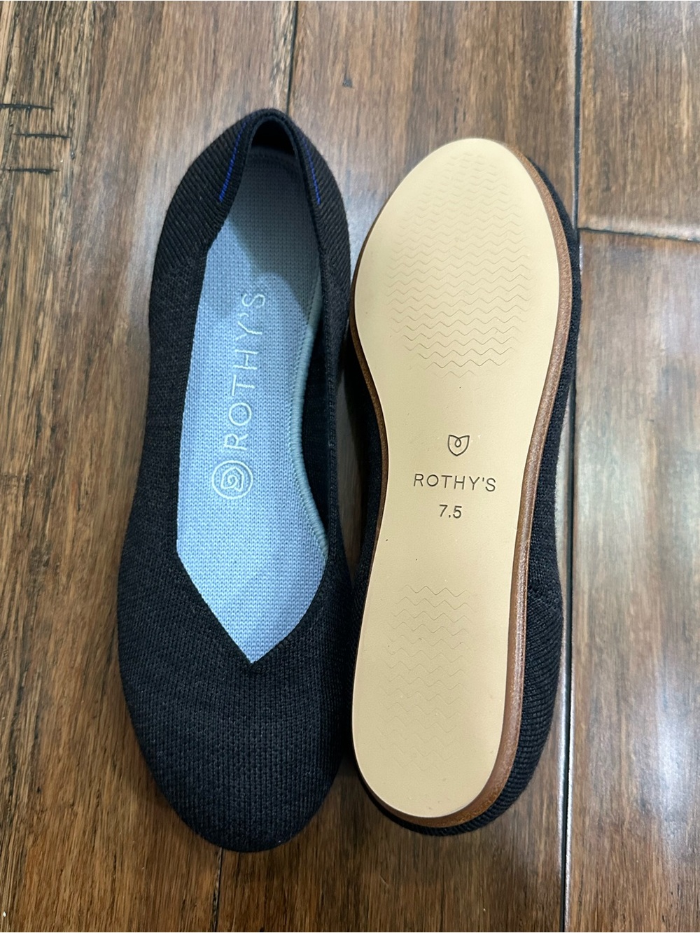 Rothy’s The Daily Flat Black Knit Ballet Flats Women’s 7.5 - Picture 7 of 8
